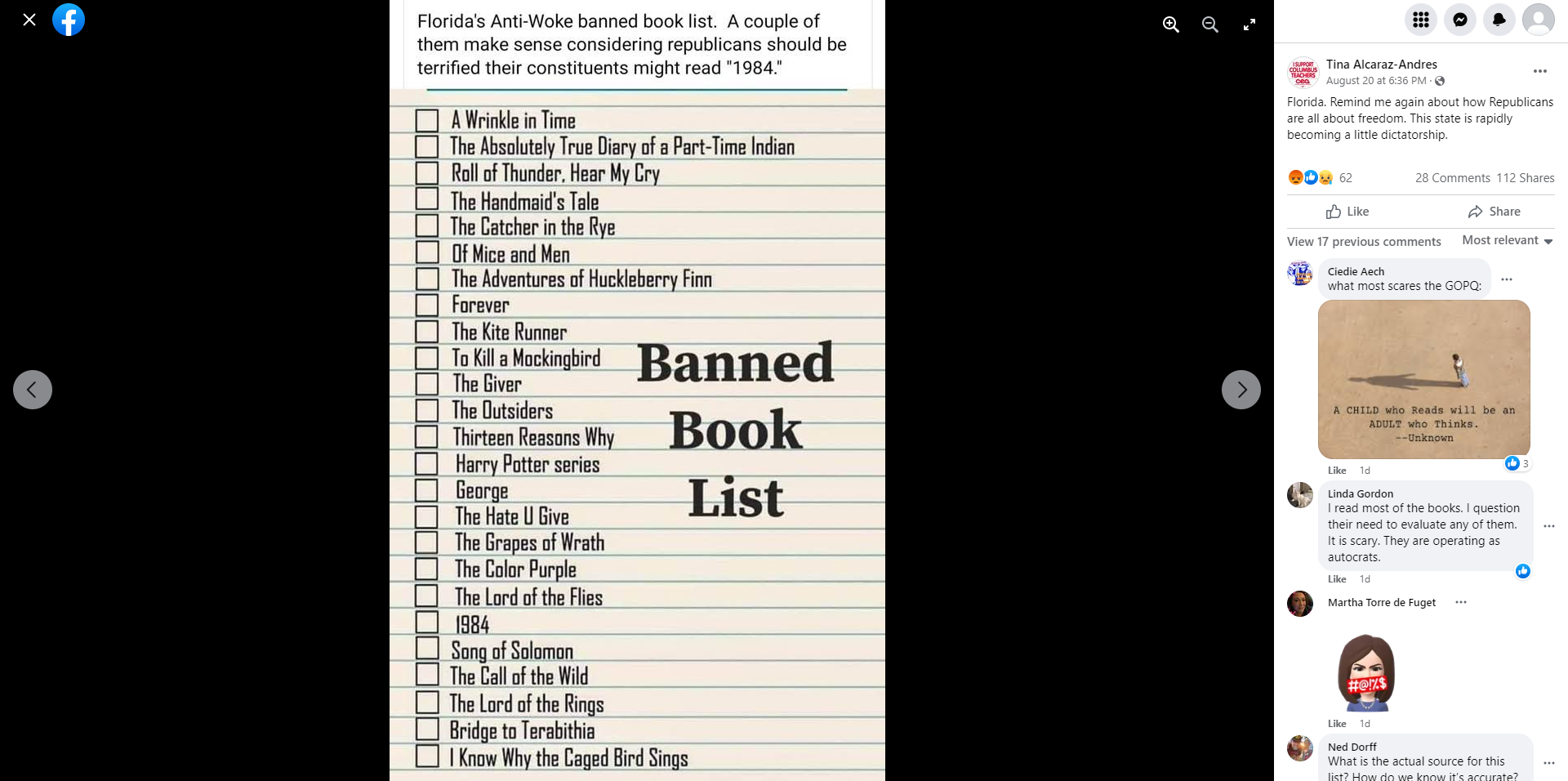 Fact Check This Is NOT Real 'Banned Book List' From Florida Lead Stories